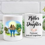 Personalized Mother and Daughters Forever linked Together Tree Travel White Ceramic Mug