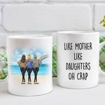Personalized Like Mother Like Daughter Rainbow White Ceramic Mug for Mom Gifts for Daughter C-type Handle