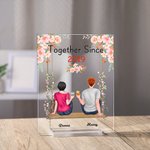 Gepersonaliseerde paar zitten op schommel samen bloemdecoratie acryl Plaque Girlfriend Gifts House Decorations