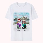 Maglietta personalizzata Best Friend Forever Never Apart Sitting On The Wooden Bridge Regalo per la migliore amica in viaggio