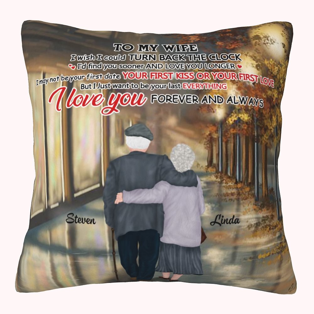 Personnalisé à ma femme, je souhaite pouvoir revenir en arrière l'horloge jeter oreiller canapé salon décor