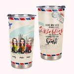Gepersonaliseerde Besties Airmail Side By Side Will Always Be Connected By Heart 20oz Tumbler Gift voor Besties voor warme en koude dranken