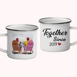 Personalisierte Emaille-Tasse für Paare, Meer, Berge, Möwe, stark und langlebig, Weihnachten, Valentinstag