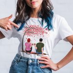 Personalised Couple Forever Love Story Tree T-shirt Anniversary Basic Unisex T-Shirt