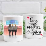 Personalisierte Liebe zwischen einer Mutter und Töchtern beim Einkaufen, weiße Keramiktasse, Geschenke für Mama