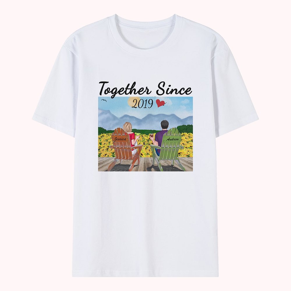 T-shirt unisexe asic de couple de vacances d'été de tournesol personnalisé pour elle et lui