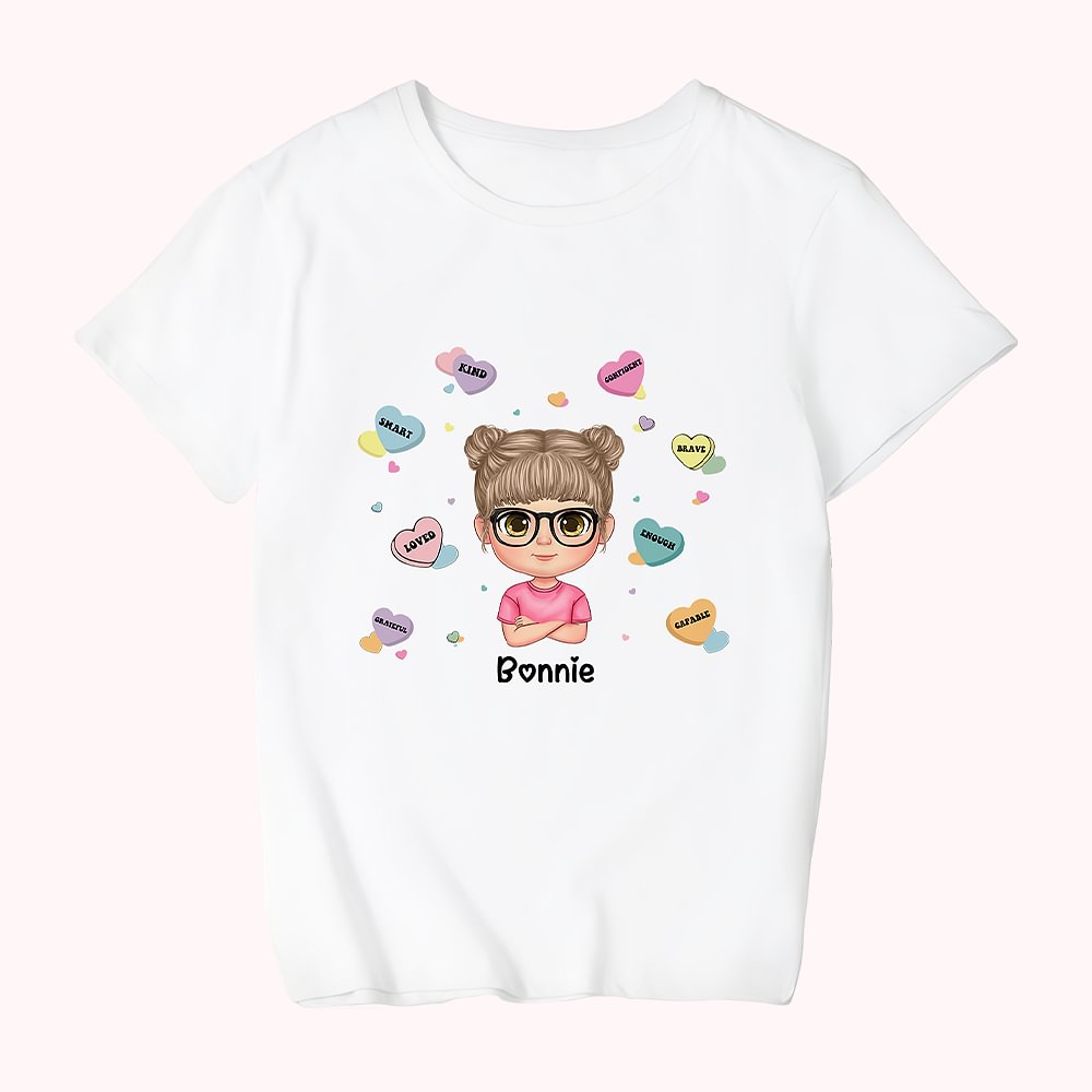 Personnalisé Coeur Coloré Campus Vie Fille Garçon Retour à L'école Cadeau Enfant T-shirt École