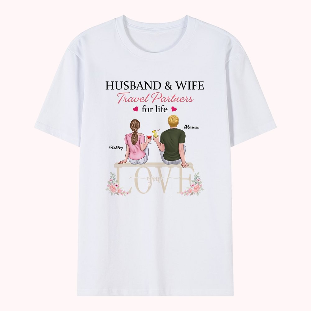 T-shirt personnalisé Mari et Femme Partenaires de voyage Eternal Love Saint Valentin