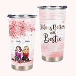 Personalized Besties Sitting Under Tree Flowers Life is Better with Besties  20oz Tumbler Gift for Best Friend Daily Use