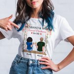 Personnalisé Jeune Couple Cousant Ensemble Cheer T-shirt Anniversaire Usage Quotidien