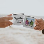 Personalizada Juntos Pareja Océano Cielo Azul Vacaciones Esmalte Taza Resistente y Duradera Cumpleaños San Valentín