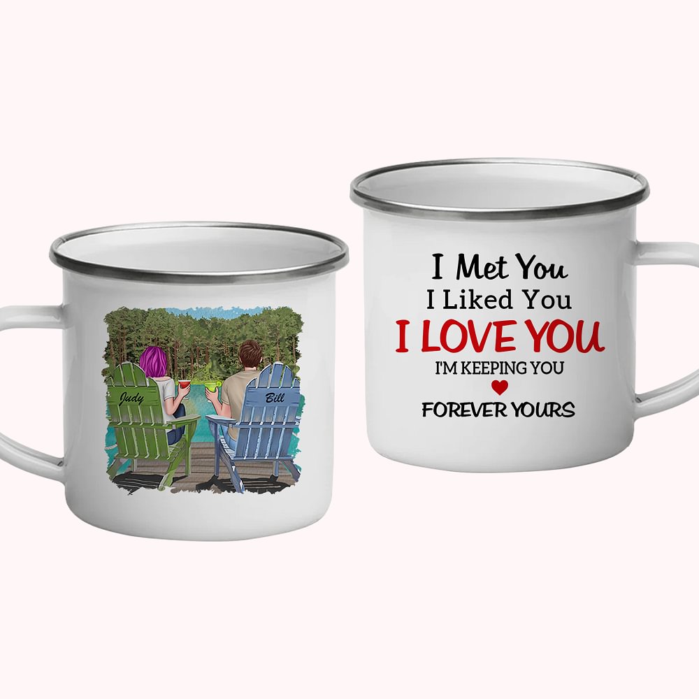 Personnalisé I Love You Keeping You Forever Couple Holiday Mug en émail cadeau d'anniversaire solide et durable
