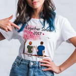 Gepersonaliseerd Jong Liefhebbend Paar Samen Vrolijk T-shirt Verjaardag Dagelijks Dragen