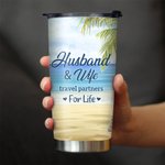 Henkilökohtainen Travel Partners for Life Pariskunta tuoleilla Seaside Scenery 20oz Tumbler vuosipäivä lahja päivittäiseen käyttöön