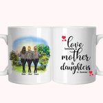 Personalisierte Liebe zwischen einer Mutter und Töchtern, weiße Keramiktasse, Muttertag, Mutter, Geschenke von der Tochter