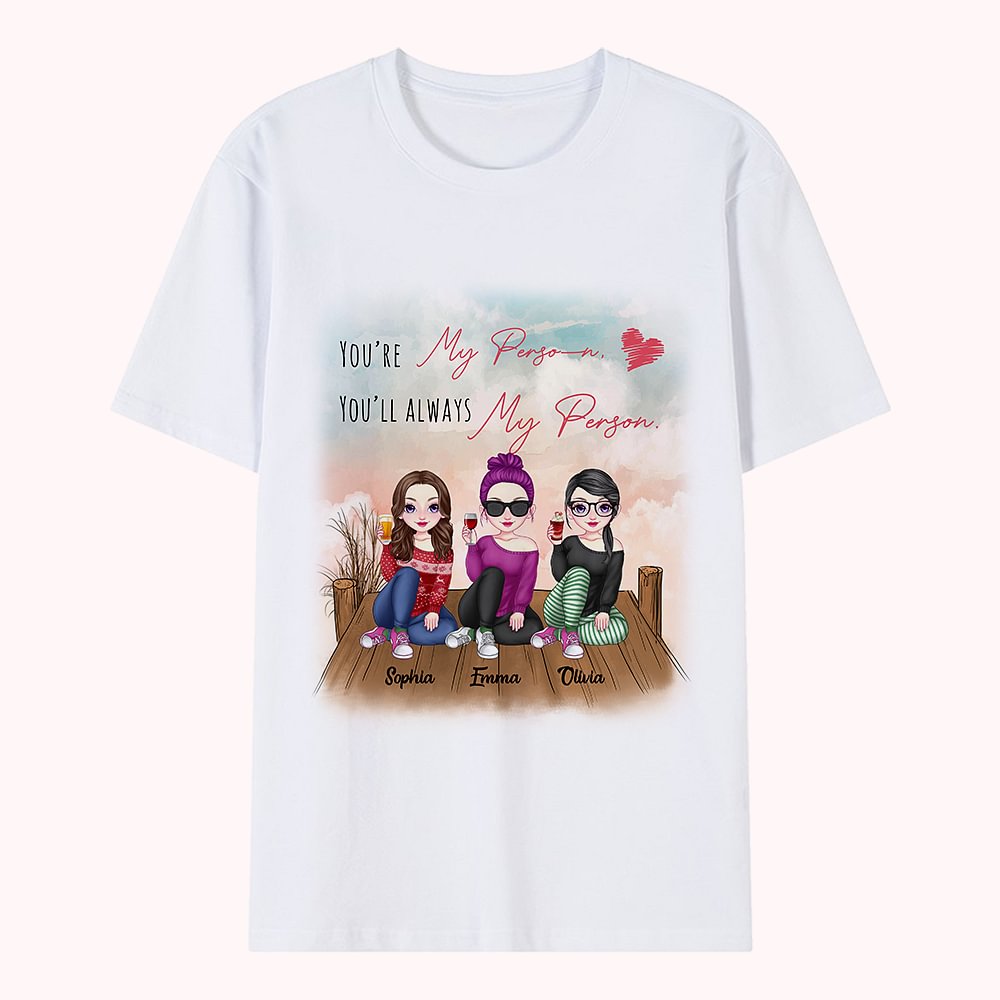 Besties personnalisés assis sur le pont en bois, vous êtes ma personne T-shirt cadeau pour Besties Travel