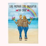 Personalised Like Mother Like Daughter Beach Blue Ocean Cloud Blanket Woman's Day Gift for Mother Daughter
