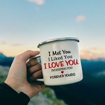 Henkilökohtainen I Love You Forever Couple Beach Sunset Enamel Mug Helppo puhdistaa Syntymäpäivä Joulu Ystävänpäivä Lahjat