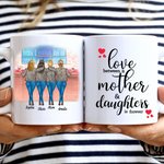 Personalisierte Liebe zwischen einer Mutter und Töchtern beim Einkaufen, weiße Keramiktasse, Geschenke für Mama