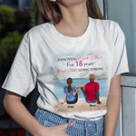 Personalized Young Couple Love Forever Drink Cheer Seaside T-shirt Valentine's Day Gift