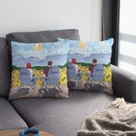 Personalized Husband and Wife Sunflower Garden Countryside Throw Pillow Cover Birthday Gift Home Decoration
