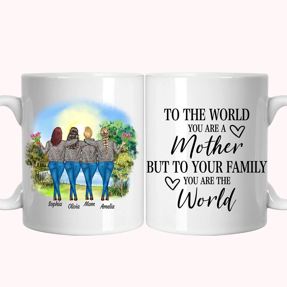 Personnalisé vous êtes le monde famille fille et mère tasse en céramique blanche cadeau de famille tasse à café