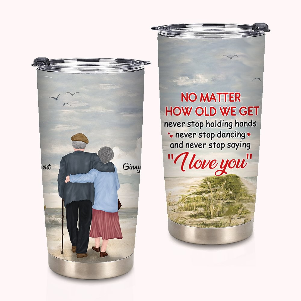 Personnalisé Je t'aime quel que soit l'âge que nous obtenons Couple Gobelet de 20 oz pour boissons chaudes et froides Cadeau d'anniversair