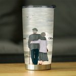 Gepersonaliseerde Lives Together to the End Seaside Seagull Walk 20oz Tumbler voor warme en koude dranken Verjaardag Kerstmis