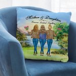 Personalisierte Mutter und Tochter Forever Linked Together Lakeside Sunset Vew Überwurf Kissenbezug Muttertagsgeschenk für Wohnzimmer