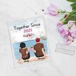 Personalisierte Paar sitzt am See Berg Blume Acryl Plaque Boyfriend Geschenke Schreibtisch Ornament