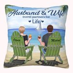 Personalized Husband and Wife Beach Holiday Island Travel Throw Pillow Cover Birthday Gift Home Decoration