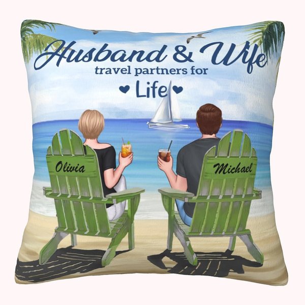 Personalizado Marido y Mujer Playa Vacaciones Isla Viajes Funda Almohada Regalo Cumpleaños Decoración Hogar