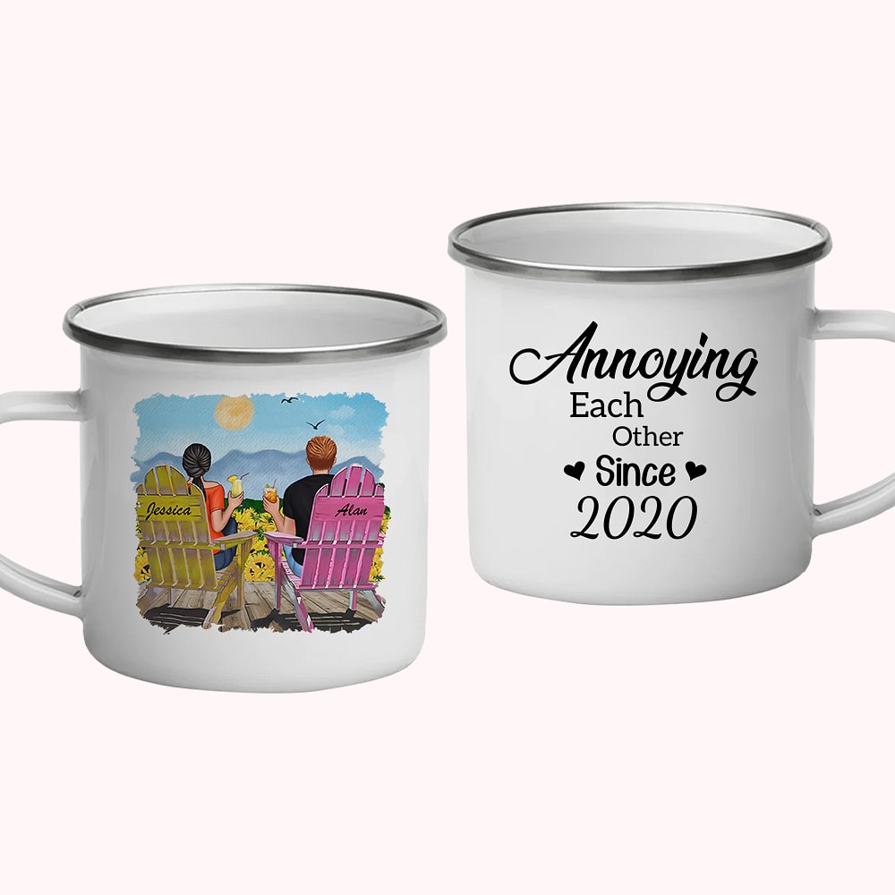 Personnalisé ennuyeux les uns les autres Couple journée ensoleillée vacances émail tasse Noël solide longue durée