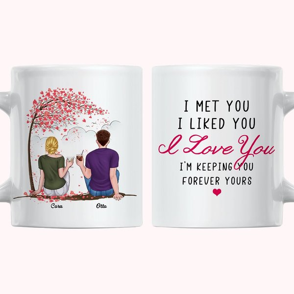 Taza de cerámica blanca personalizada I Met You I Liked You I Love You Couple Celebration Regalo de pareja