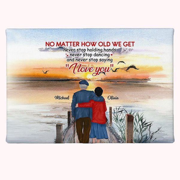 Personalized I Love You No Matter How Old We Get Sunset Poster Frameless Painting Home Decoration Birthday Valentine's Day Gift for Couple