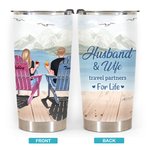 Personalized Travel Partners for Life Iceberg View Couple on Chairs 20oz Tumbler Anniversary Gift for Hot and Cold Drinks