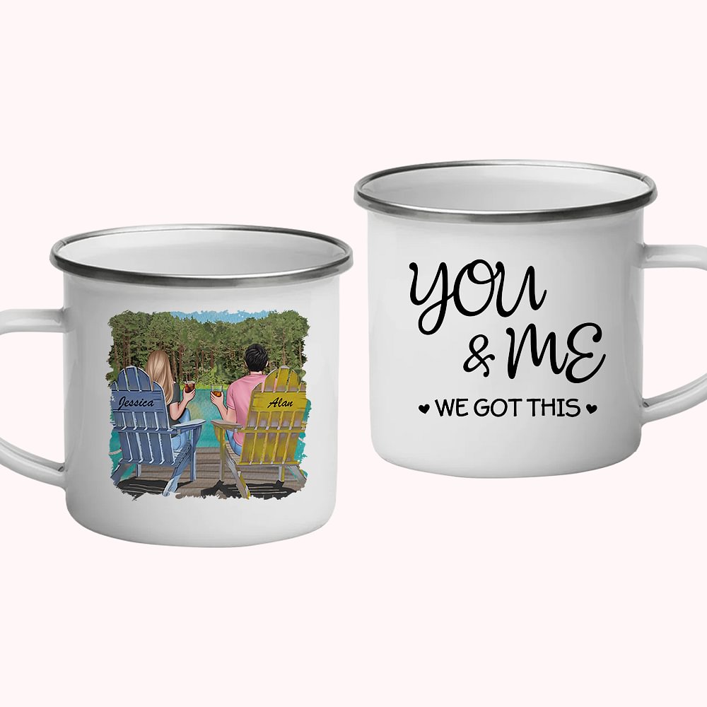 Tasse personnalisée en émail de la forêt de toi et moi, nous avons ce couple de vacances avec poignée, anniversaire, Noël, couples