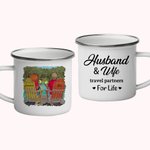 Personalisierte Emaille-Tasse für Ehemann und Ehefrau, Reisepartner, Paar, starkes und langlebiges Weihnachtsgeschenk zum Valentinstag