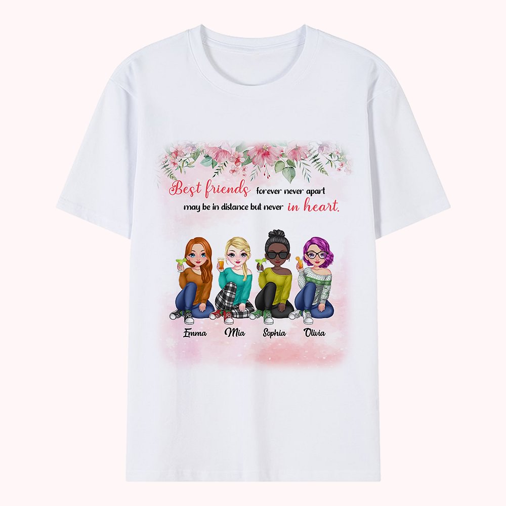 T-shirt personnalisé Besties Bouquet Best Friend Forever Never Apart T-shirt Friend Birthday Gift Best Friend Gift