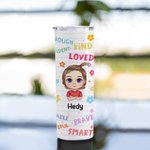 Personalized Reward Children Encourage Cute Flower Elements Straight Skinny Tumbler Back to School Gifts Reusable Water Bottle