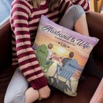 Personalized Husband and Wife Travel Partners for Life Beach Holiday Sunset Throw Pillow Cover Valentine's Day Gift for Living Room