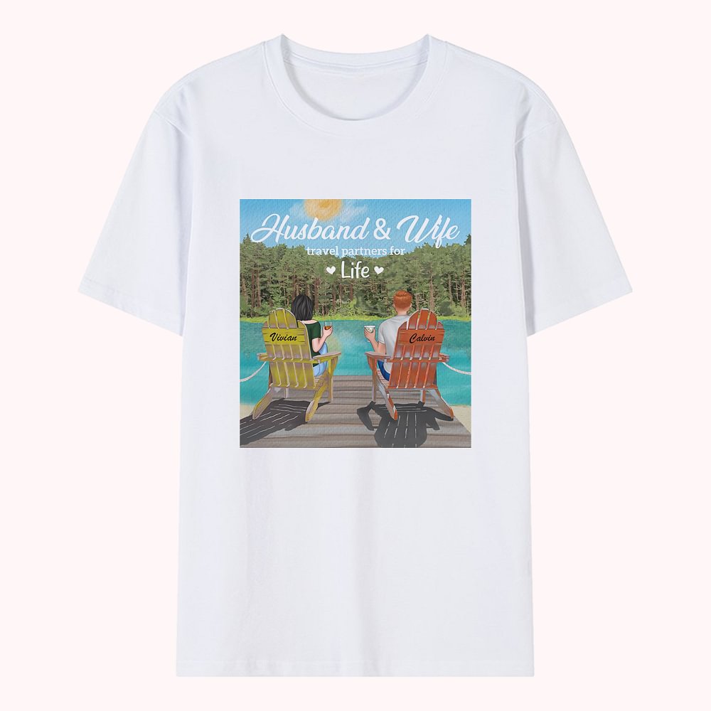 T-shirt personnalisé de partenaires de voyage mari et femme pour son cadeau de couple