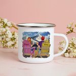 Personalized Husband and Wife Travel Partner for Life Couple Mountain Enamel Mug Easy to Clean Anniversary Birthday