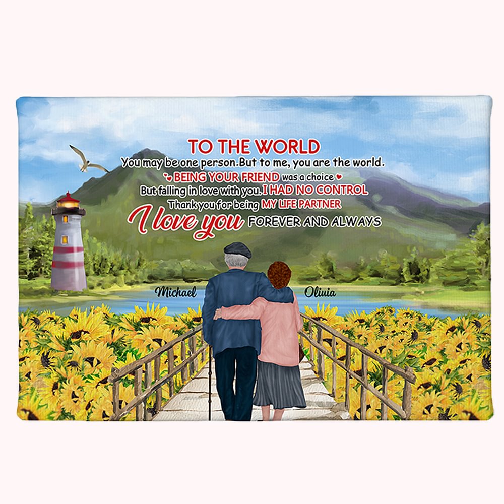 Personnalisé je t'aime partenaire Couple au monde tournesol affiche sans cadre peinture saint valentin anniversaire décoration de la maison