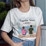 Personalized Young Couple Cheer Snow Mountain Fall in Love Many Years T-shirt Anniversary Basic Unisex T-Shirt