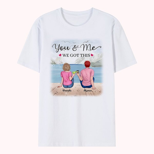 Personalisiertes You and Me Young Couple Gradient Snow T-Shirt Geburtstag Daily Wear