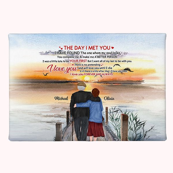 Personalized I Love You Forever Old Couple Sunset Poster Frameless Painting Christmas Valentine's Day Birthday Room Decoration