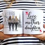 Personalisierte Liebe zwischen einer Mutter und Töchtern, weiße Keramiktasse
