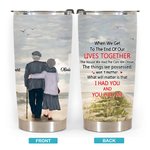 Gepersonaliseerde Lives Together to the End Seaside Seagull Walk 20oz Tumbler voor warme en koude dranken Verjaardag Kerstmis