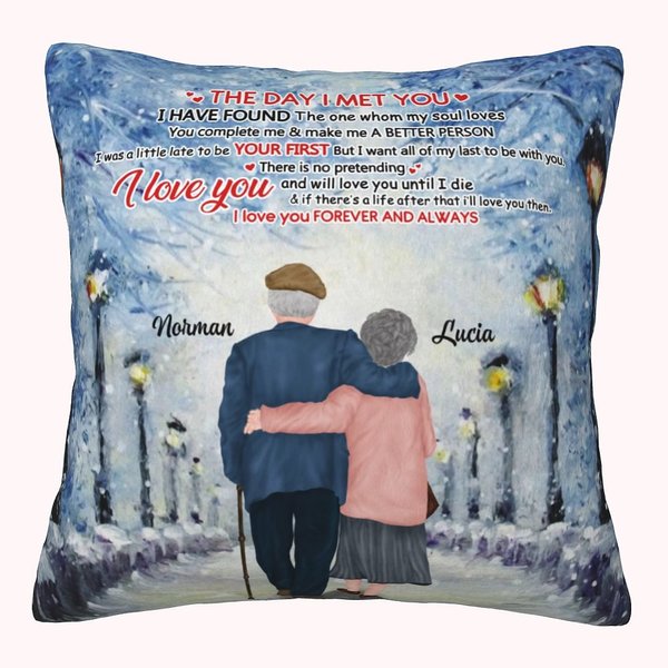 Personalized The Day I Met You I Love You Forever Throw Pillow Cover Anniversary Wedding Gift for Living Room